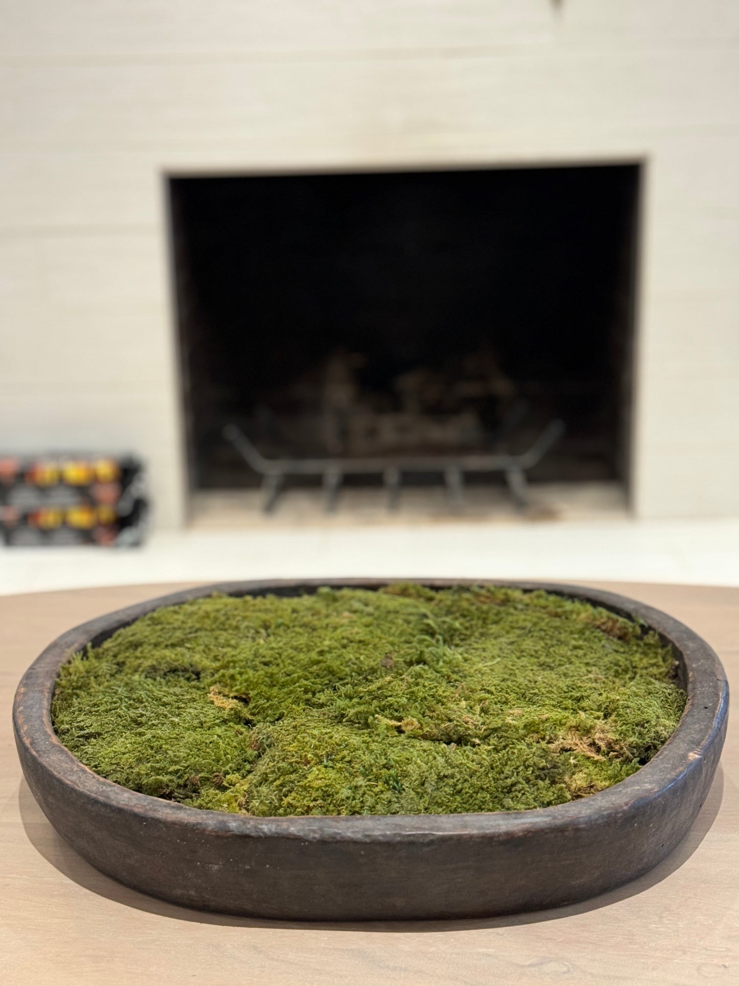 Vintage Wood Basin with Moss - Customized