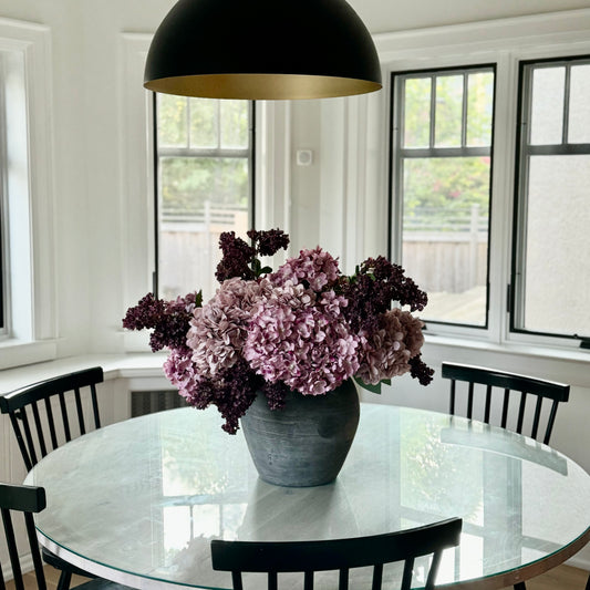 Mauve Hydrangeas in Vintage Pot