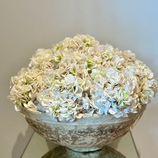 Vintage Bowl of Hydrangeas